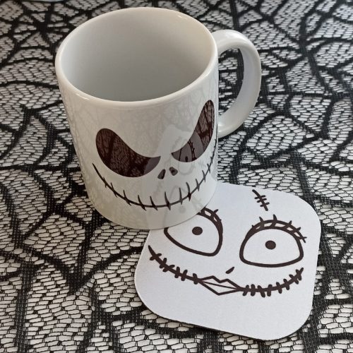 Mosolygós koponya mintás kétoldalas bögre halloweenre