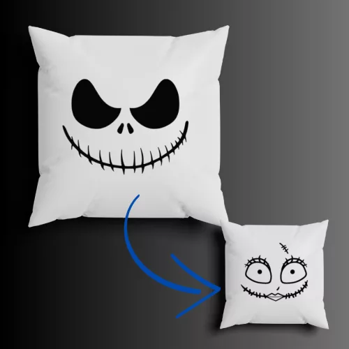 Mosolygós koponya mintás kétoldalas párna halloweenre