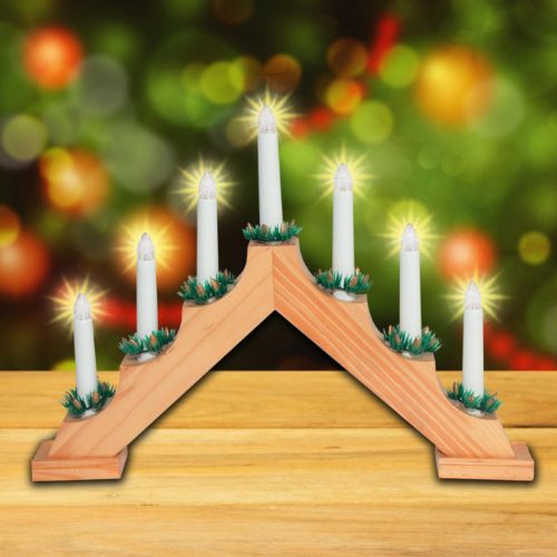 Gyertyapiramis, 7 db izzóval, lakkozott fából