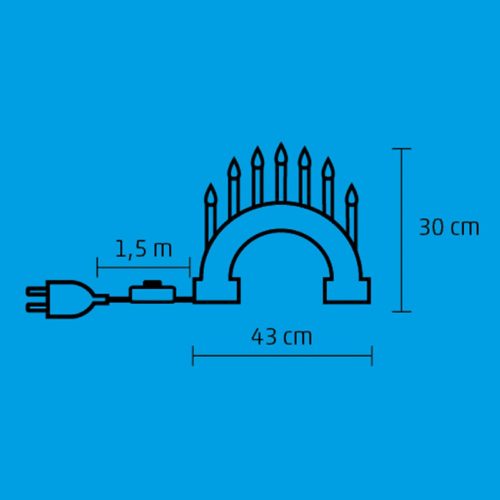 Gyertyapiramis, 7 db izzóval, lakkozott fából