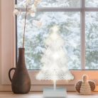 Karácsonyfa asztaldísz, 20 db LED-del, ABS műanyagból, 21 x 39 cm