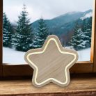 Fa csillag formájú asztaldísz, LED-es melegfehér világítással