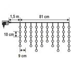 LED-es fényfüggöny, 0,81 m / 50 db hidegfehér LED, adapter, beltéri