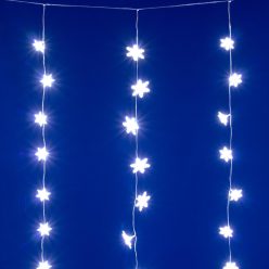   HOME KAF50WH LED-es hópehely fényfüggöny, 1,35 m, 50 db hidegfehér LED, hálózati tápellátás, beltéri kivitel