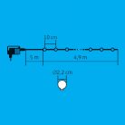 LED-es gömb fényfüzér, 4,9 m / 50 db színváltó LED, adapter, beltéri
