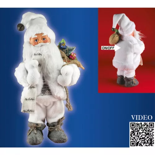 Táncoló, zenélő mikulás, 30 cm magas