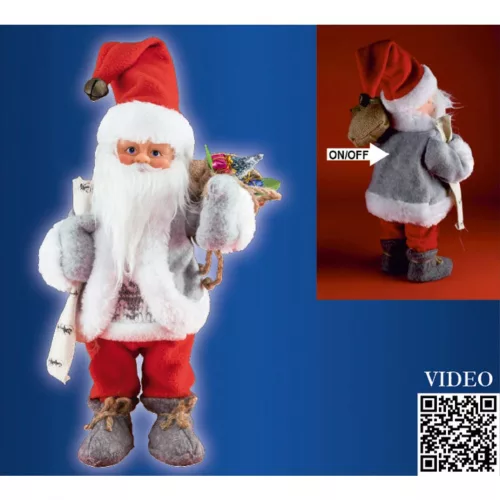 Táncoló, zenélő mikulás, 30 cm magas