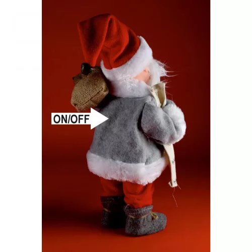 Táncoló, zenélő mikulás, 30 cm magas