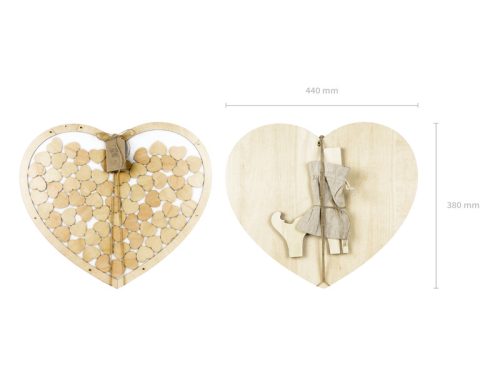 Fából készült vendégkönyv - Szív, 44x37,5cm
