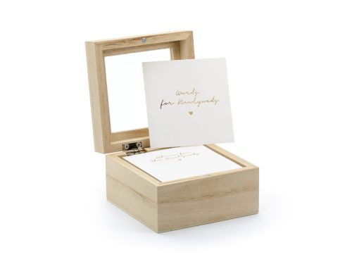 Vendégkönyv - esküvői tanácsadó doboz, 9,5x9,5x6 cm, angol nyelvű változat