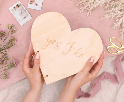 Wooden guest book - Heart, 26.5x25 cm