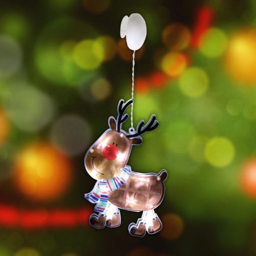 Rénszarvas ablakdísz, 10 db LED,