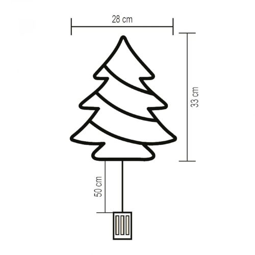 Fenyőfa ablakdísz, 35 db színes LED, 3 funkció, kapcsolható