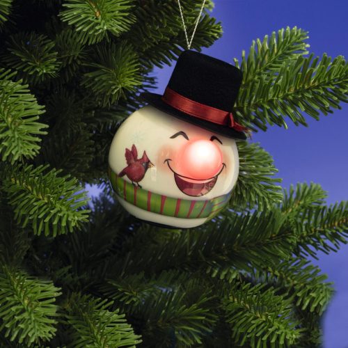 Hóember gömb, 1 db LED, piros, villogó