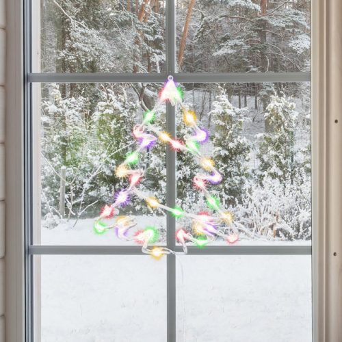 Fenyőfa ablakdísz, kül- és beltéri kivitel, színes