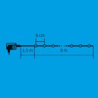 LED-es fényfüzér, 8 m / 100 db kék LED,  adapter, beltéri