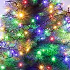 LED-es fényfüzér, 8 m / 100 db színes LED, adapter, beltéri 