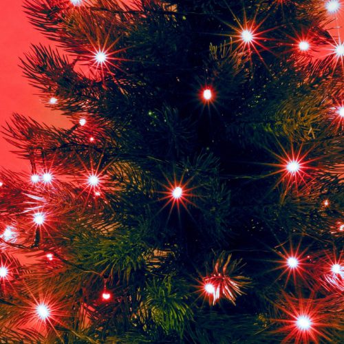 LED-es fényfüzér, 4 m / 50 db piros LED, adapter, beltéri