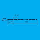 LED-es fényfüzér, 4 m / 40 db színes dekorált LED, adapter, beltéri