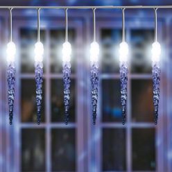   LED-es jégcsap fényfüzér, 7,3x0,25 m / 50 db hidegfehér LED, adapter, kül- és beltéri