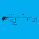 LED-es jégcsap fényfüzér, 7,3x0,25 m / 50 db hidegfehér LED, adapter, kül- és beltéri