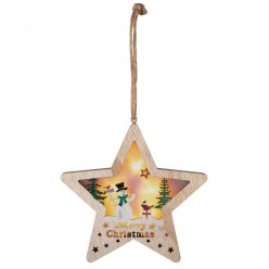 Fa ajtódísz, ablakdísz, 6 db LED-es világítással