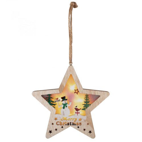 Fa ajtódísz, ablakdísz, 6 db LED-es világítással