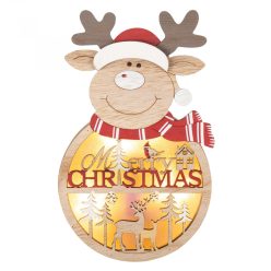   Fa ajtódísz, ablakdísz, rénszarvas forma, 4 db LED,  kapcsolható