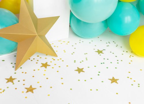 Konfetti csillagok, arany, 10mm, 30g