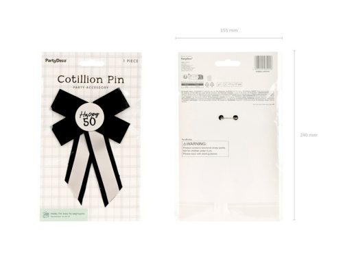 Rozetta 50. születésnapra, krém-fekete, 11x17 cm