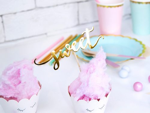 Cupcake feltét Love, arany, 13cm (1 pkt / 6 db.)