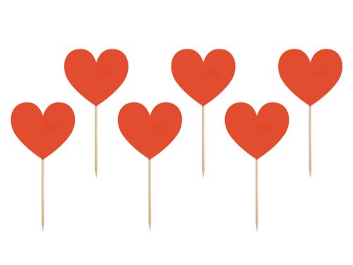 Cupcake feltét Szívek, piros, 11 cm (1 db / 6 db.)