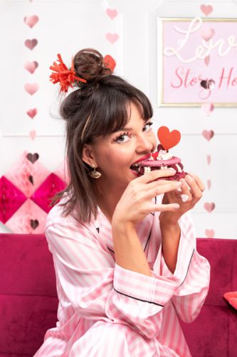 Cupcake feltét Szívek, piros, 11 cm (1 db / 6 db.)