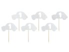 Autós 1. születésnapi cupcake topper ezüst csillogással, 6 db