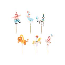 Circus Cupcake Toppers, 9-11,5 cm, mix (1 pkt / 6 db.)