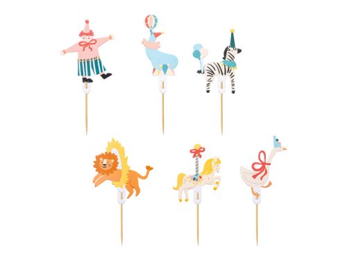 Circus Cupcake Toppers, 9-11,5 cm, mix (1 pkt / 6 db.)