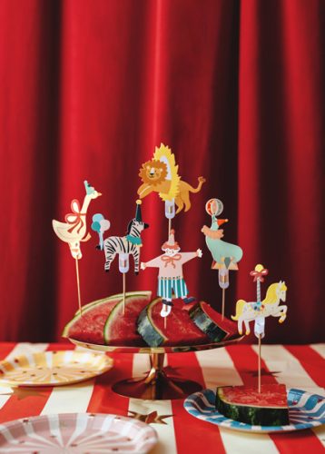Circus Cupcake Toppers, 9-11,5 cm, mix (1 pkt / 6 db.)