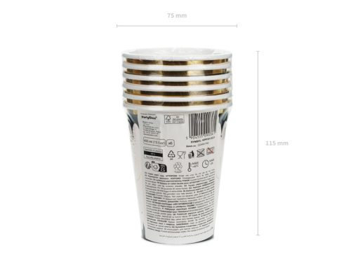 Arany Pók Mintás Papír Pohár, 400 ml, 6 darabos készlet