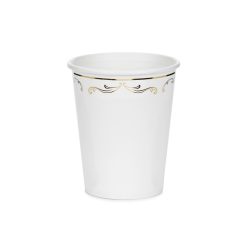 Fehér papír pohár arany mintával, 220 ml, 6 db/csomag