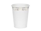 Fehér papír pohár arany díszítéssel, 220 ml, 6 darabos csomag