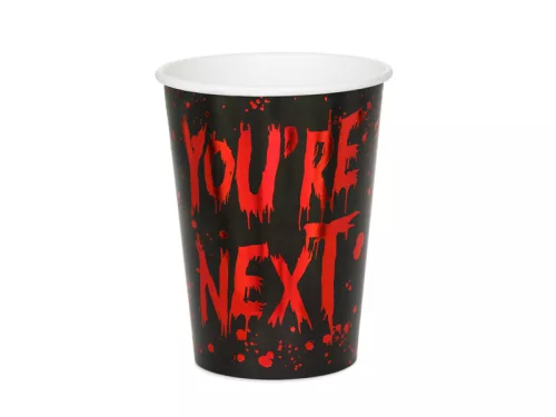 Papírpohár "You're Next", 250 ml, fekete-piros (6 db/csomag)