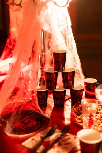 Papírpohár "You're Next", 250 ml, fekete-piros (6 db/csomag)