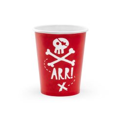 Papírpohár Pirates Party, piros, 220ml (1 db / 6 db.)