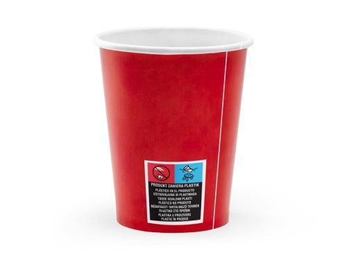Papírpohár Pirates Party, piros, 220ml (1 db / 6 db.)