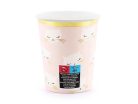 Papír pohár cicás mintával, világos rózsaszín, 200 ml, 6 db/csomag