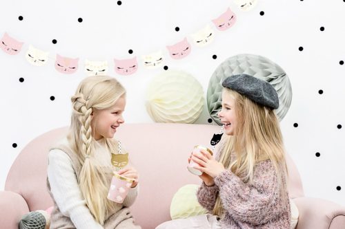 Papír pohár cicás mintával, világos rózsaszín, 200 ml, 6 db/csomag