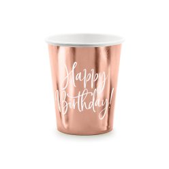 Rose gold születésnapi poharak, 260 ml, 6 darabos csomag