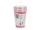 Egyszínű sötétrózsaszín papír poharak 250 ml, 6 darab