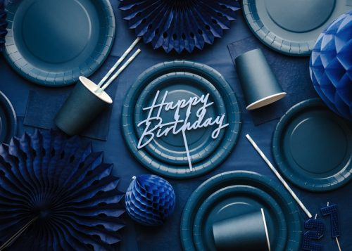 Sötétkék papír poharak 250 ml, 6 darabos csomag