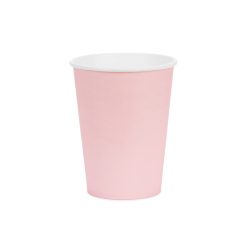   Egyszínű világos rózsaszín papír pohár 250 ml, 6 db/csomag